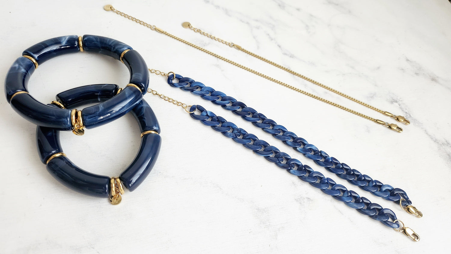 Bracelets bleu intense et acier inoxydable