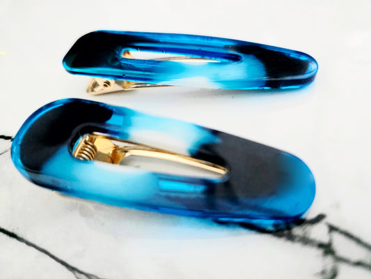 Barette maman et fille bleu