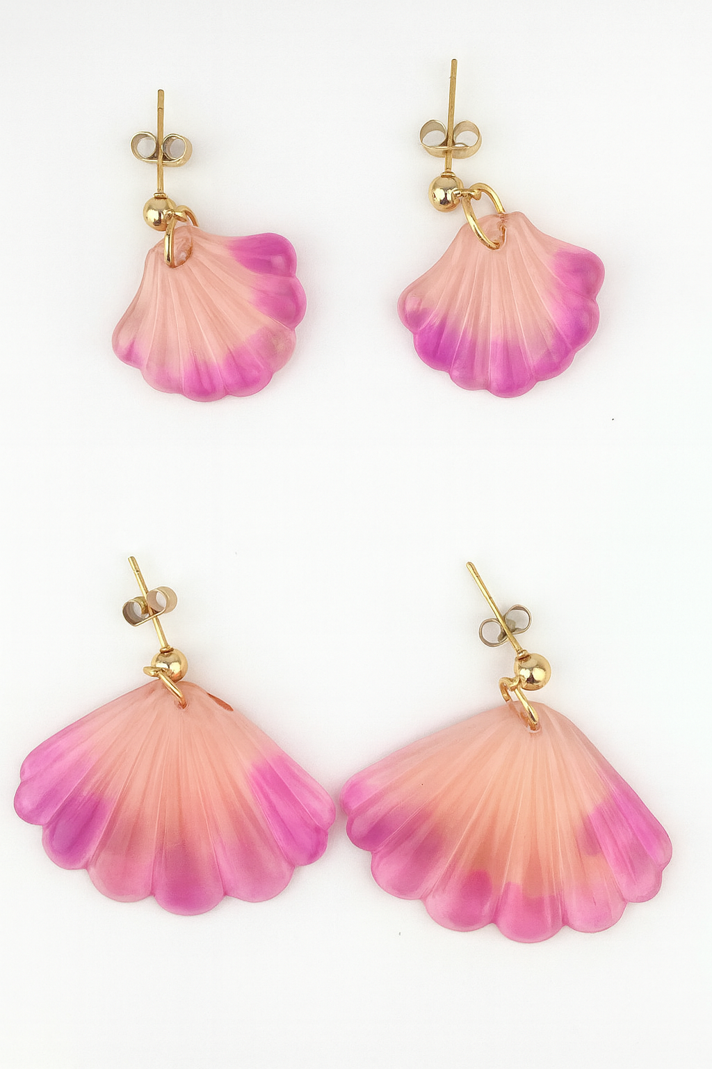 boucle d'oreille maman fille coquillage rose