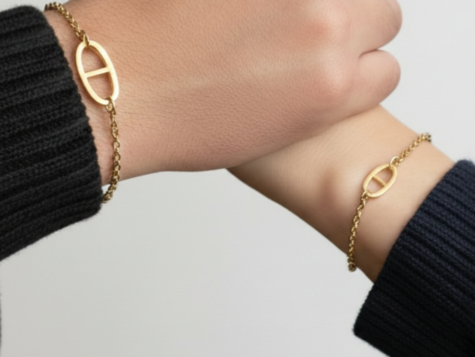 bracelet grain de café doré en duo