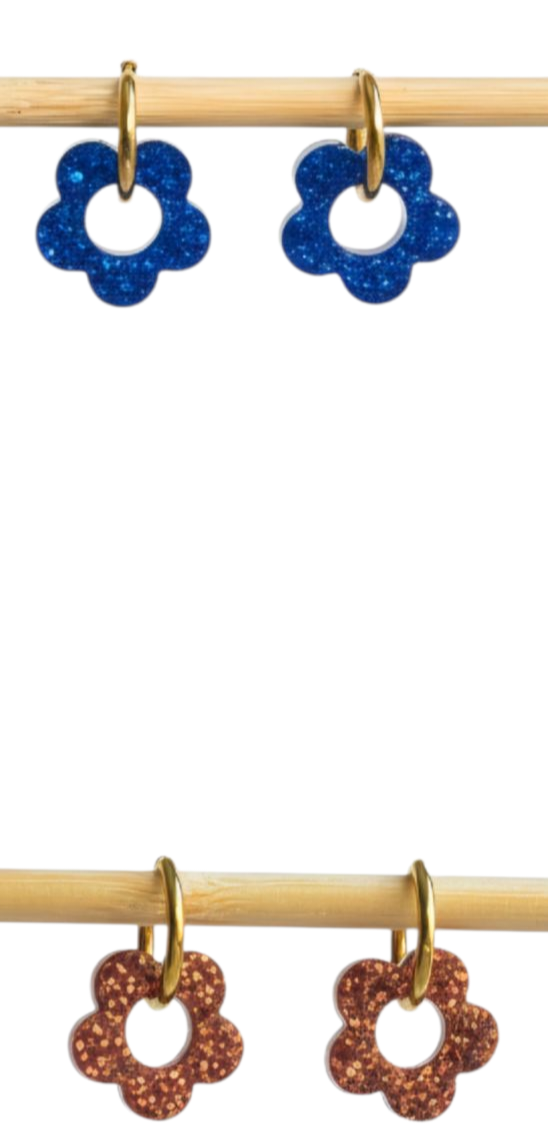 créoles fleurs pailletée nterchangeable