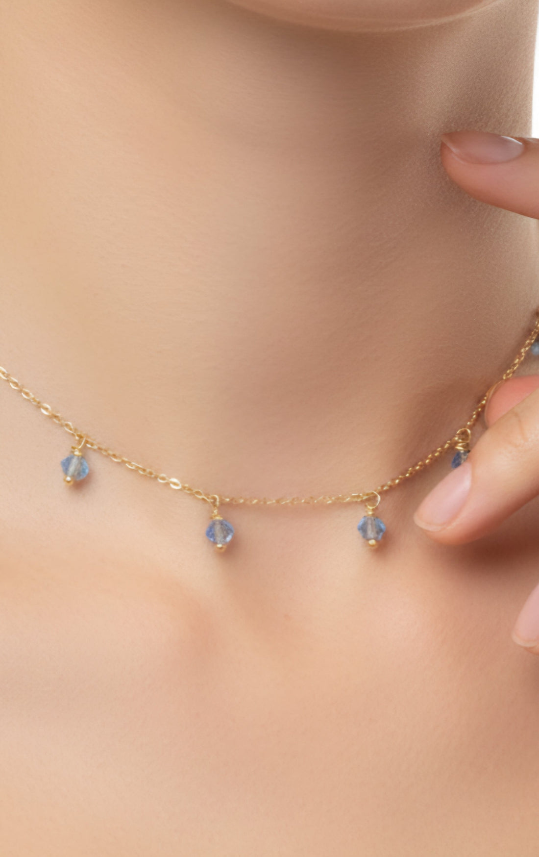 Bijoux fête des mères perles de verre bleu