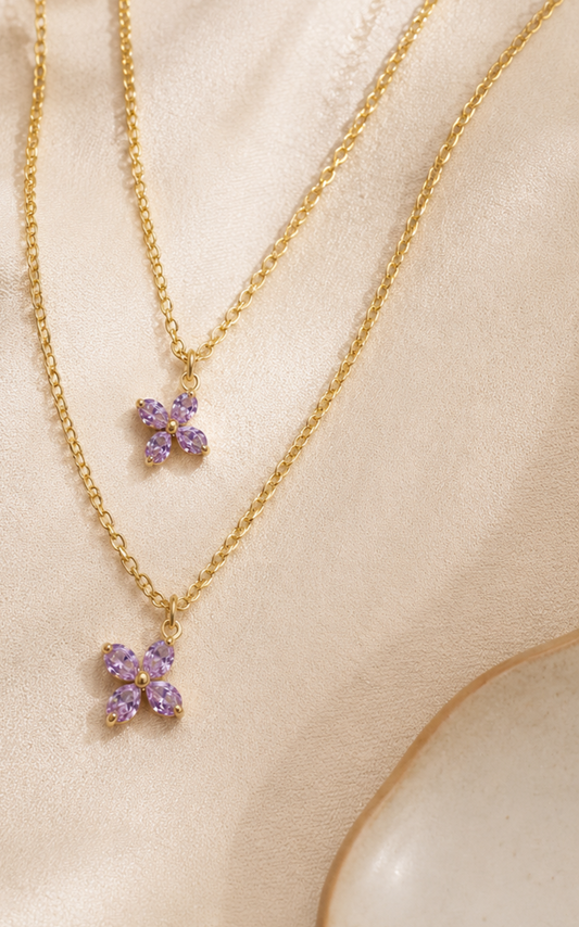 Duo collier fleur posé