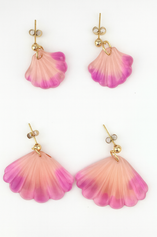 boucle d'oreille maman fille coquillage rose