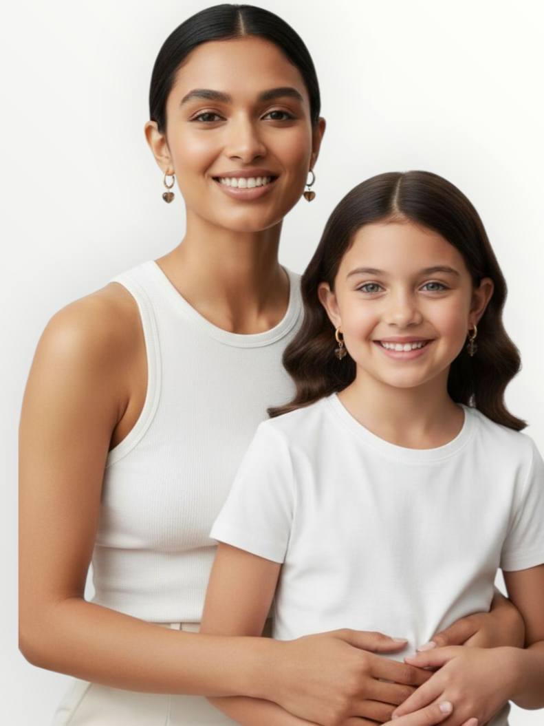 Boucles d’oreilles puces duo mère fille – Duo Bijoux