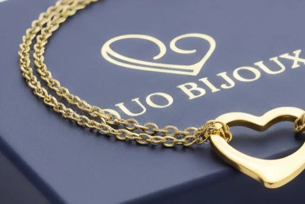 Bracelet cœur doré Duo Bijoux – détail chaîne et pendentif