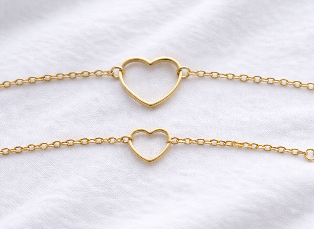 bracelet coeur maman fille doré