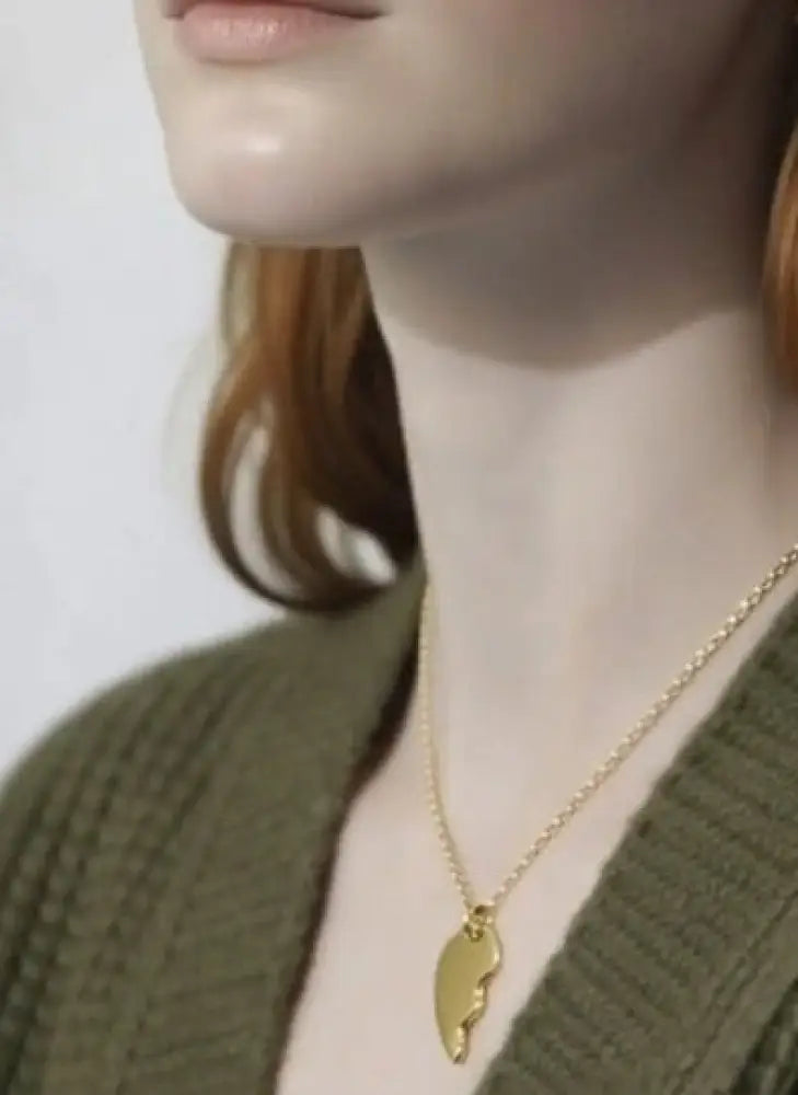 Collier cœur duo mère-fille en acier inoxydable doré 18K
