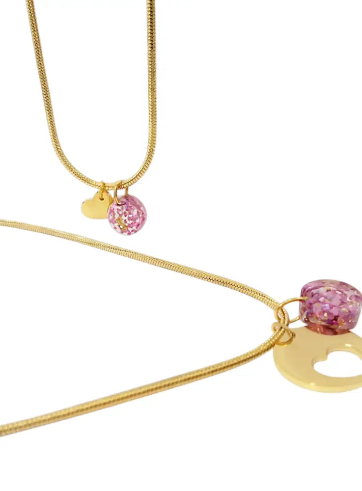 Collier Double Couche Rose Et Or - Accessorize - Pendentifs Jolis - Neuf Sans étiquette
