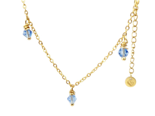 collier perlé bleu