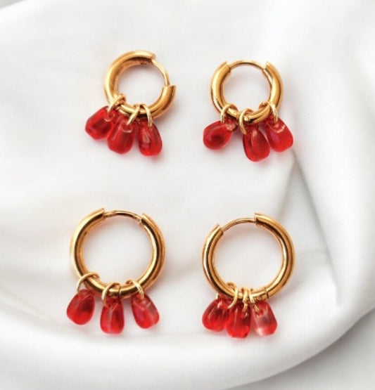 creoles rouge mere fille
