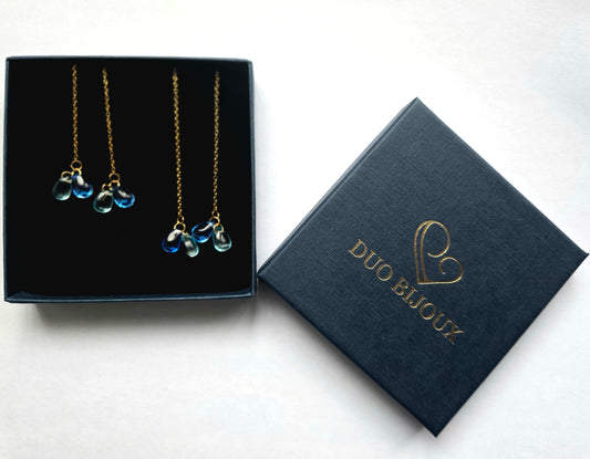 Maman fille boucle oreille bleue
