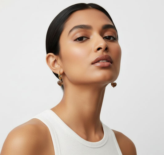 Boucles d’Oreilles Mère Fille Cœur Brun