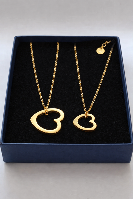 Colliers Cœur Duo – Acier inoxydable plaqué or 18K
