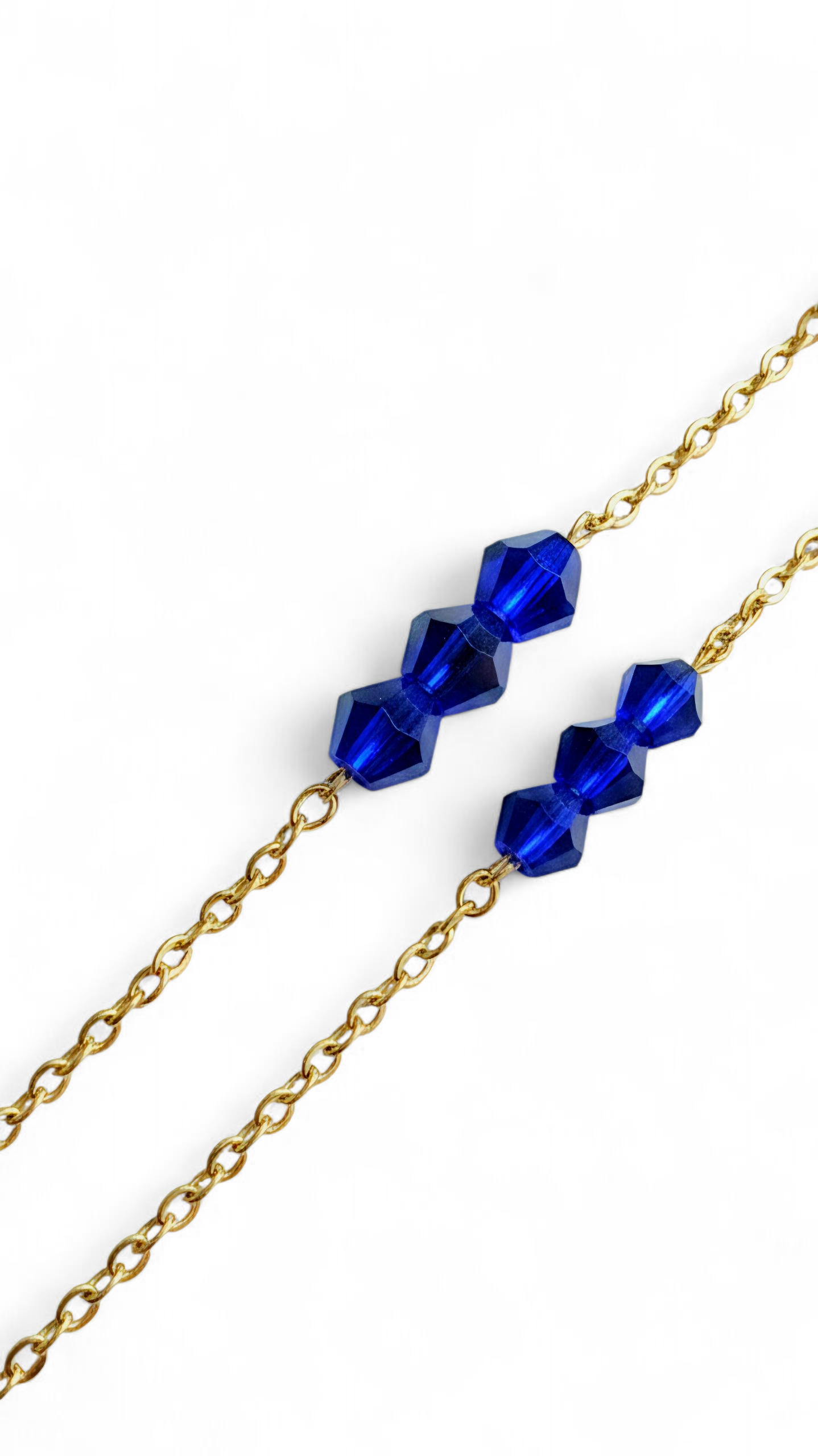 Bracelet duo acier et perles bleues