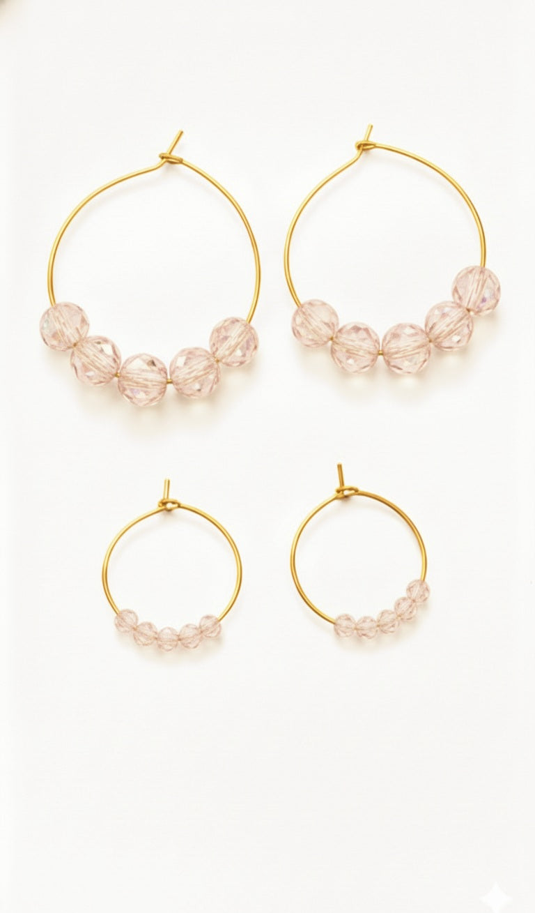 Créoles mère fille Maxi Duo Rose