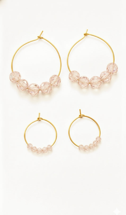 Créoles mère fille Maxi Duo Rose